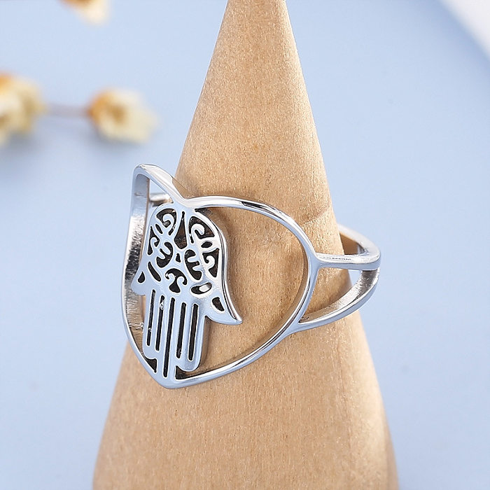 Anéis de aço inoxidável de palma da moda Anéis de aço inoxidável ocos