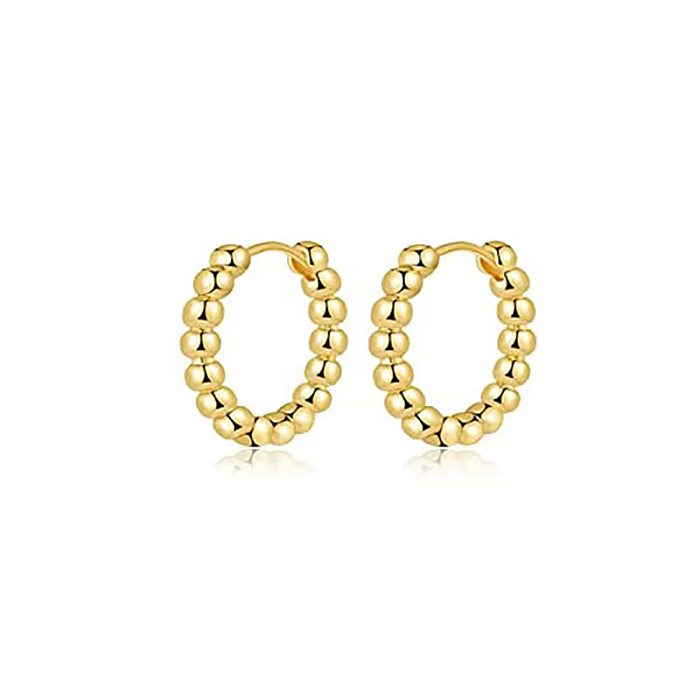 1 Paar luxuriöse Ohrringe mit einfarbiger Beschichtung und Kupfer-Strasssteinen, 18 Karat vergoldet