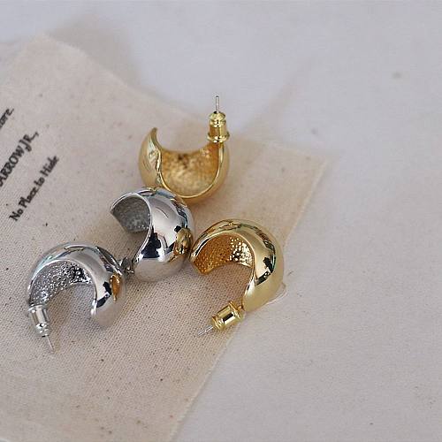 Fashion C Shape Brass Plating Ear Studs 1 Pair