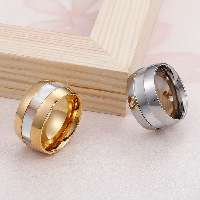 Fashion Inlaid Shell Titanium Steel Wide Ring Wholesale jewelry