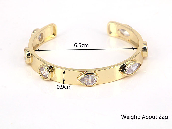 New Creative Open Bracelet Copper-plated Real Gold Micro-inlaid Color White Zircon Bracelet