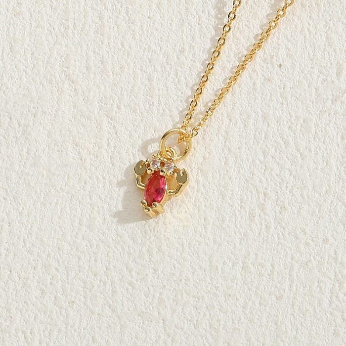 Elegant Classic Style Crab Lobster Copper 14K Gold Plated Zircon Necklace In Bulk