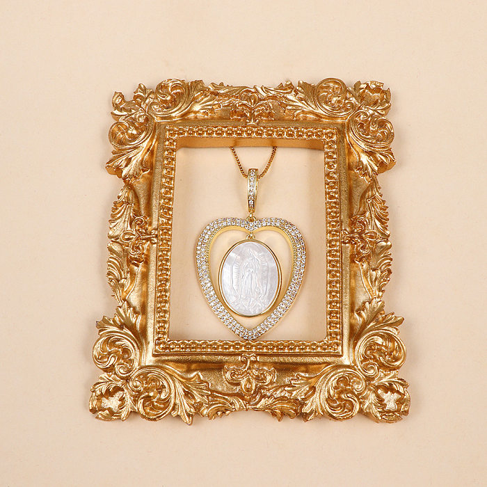 1 Piece Fashion Heart Shape Copper Plating Inlay Zircon Pendant Necklace
