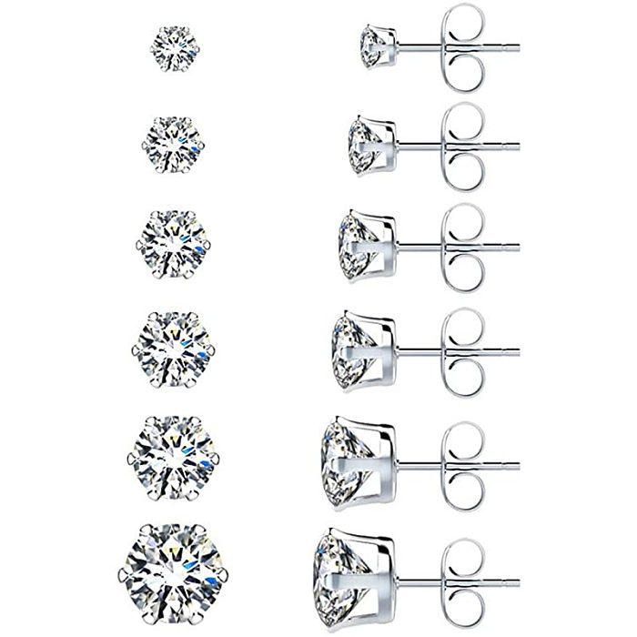 Simple Style Solid Color Copper Inlay Zircon Ear Studs 1 Pair