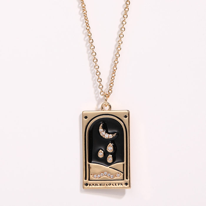 1 Piece Fashion Heart Shape Copper Enamel Plating Inlay Rhinestones Pendant Necklace
