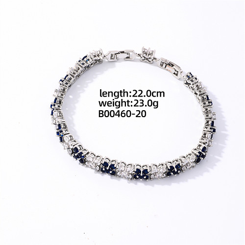 Casual Vintage Style Shiny Flower Copper Plating Inlay Zircon White Gold Plated Bracelets