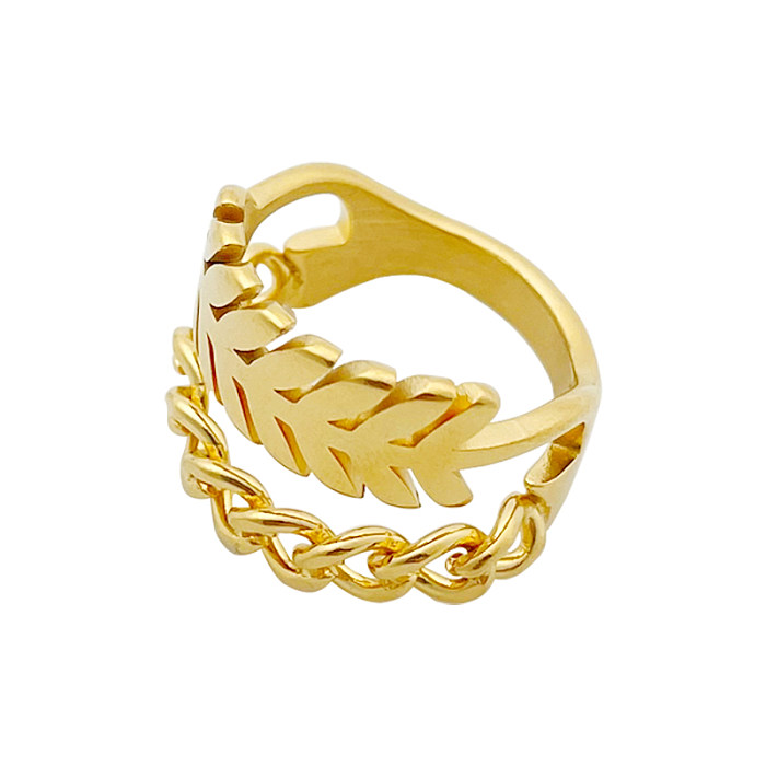 El estilo moderno deja el anillo ancho plateado oro del acero inoxidable a granel