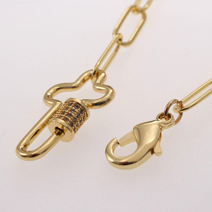Streetwear Cross Hand Copper Plating Inlay Zircon Gold Plated Bracelets