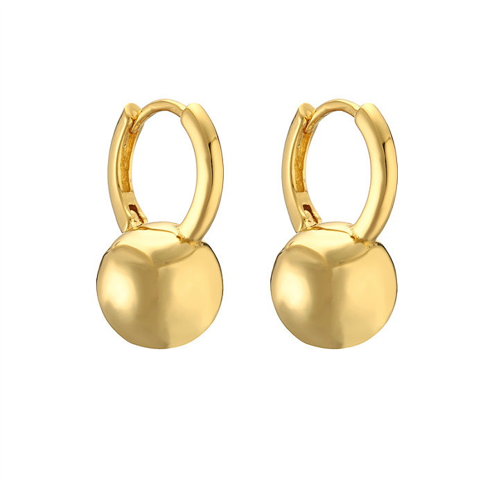 1 Paar Streetwear-Ohrringe mit geometrischer Beschichtung, Inlay, Kupfer, Zirkon, vergoldet, Creolen, Ohrstecker