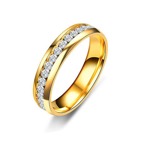 1 peça estilo simples redondo chapeamento de aço inoxidável incrustações anéis de pedras preciosas artificiais