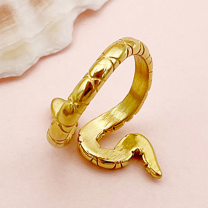 Classical Retro Snake Stainless Steel Plating Carving Gold Plated Rings