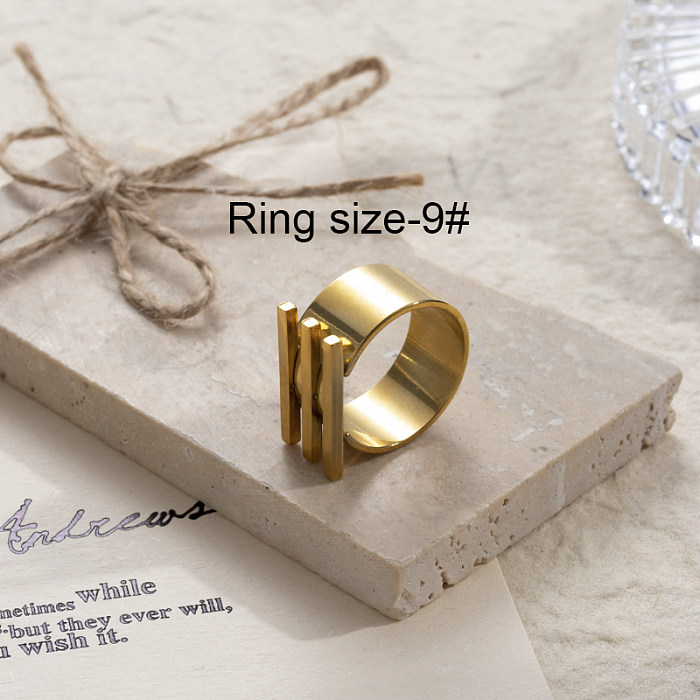 IG Style Geometric Snake Stainless Steel 18K Gold Plated Rhinestones Rings In Bulk