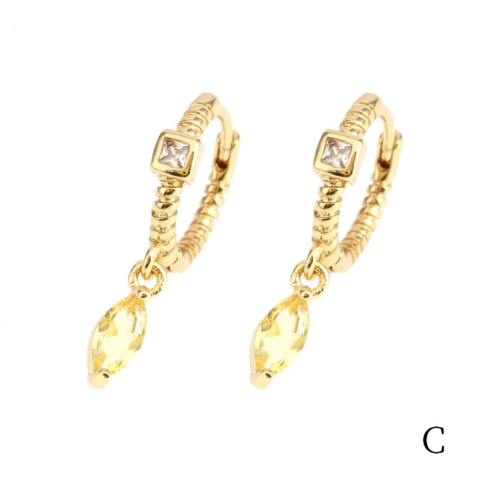 1 par elegante e luxuoso streetwear gotas de água chapeamento incrustação cobre zircão 18k brincos banhados a ouro