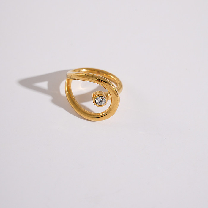 Anéis banhados a ouro de zircão embutido de aço inoxidável de cor sólida estilo moderno de férias