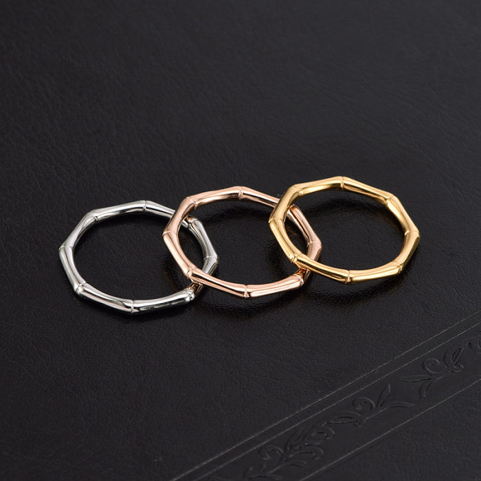 Anéis de metal revestidos de aço inoxidável de bambu de estilo simples de 1 peça