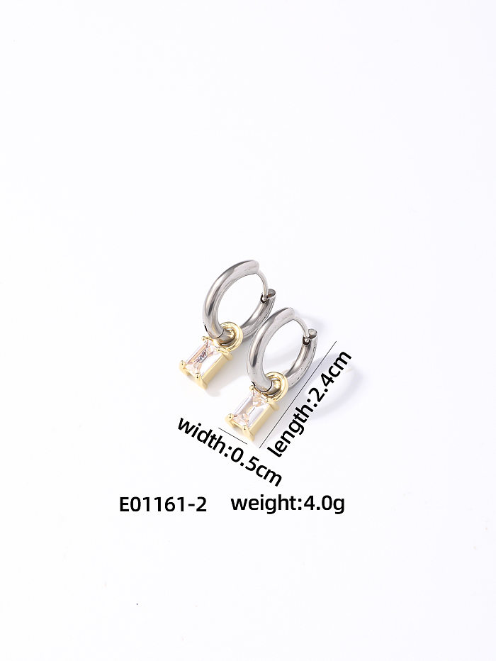 1 Pair Classic Style Square Inlay Copper Zircon Drop Earrings