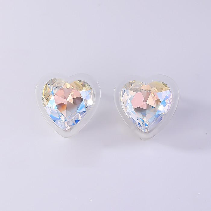 1 paire de boucles d'oreilles en cuivre et Zircon, Style Simple et brillant, en forme de cœur brillant, incrustation de nœud papillon, clous d'oreilles