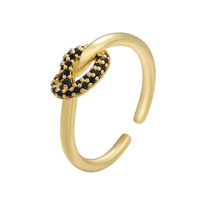 Micro Inlaid Colored Diamonds Knotted Twist 18K Gold-plated Ring