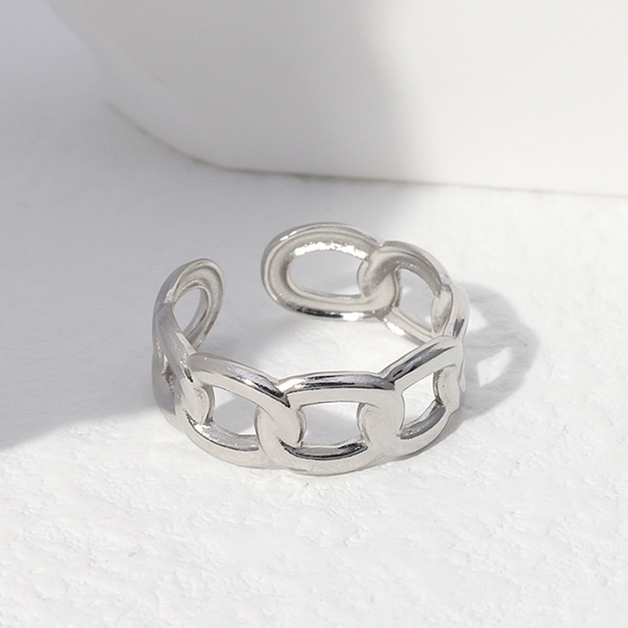 1 Piece Simple Style Solid Color Stainless Steel Metal Open Ring