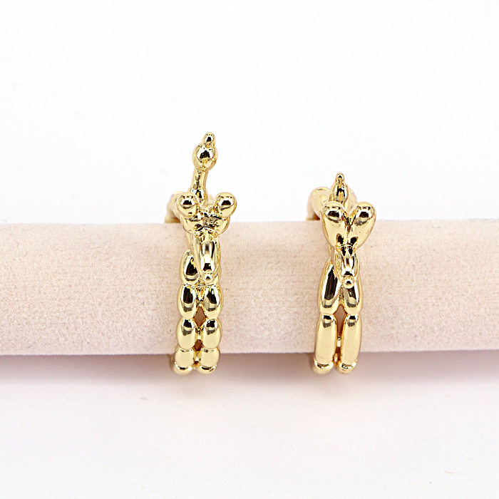 Fashion Copper Gold-Plated Balloon Dog Opening Adjustable Ring
