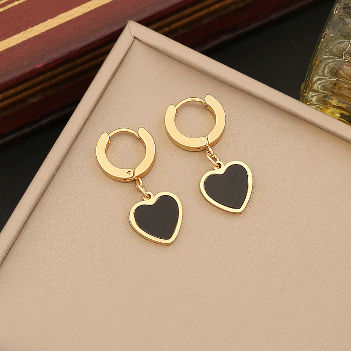 Colar de brincos de pulseiras de aço inoxidável em formato de coração estilo simples