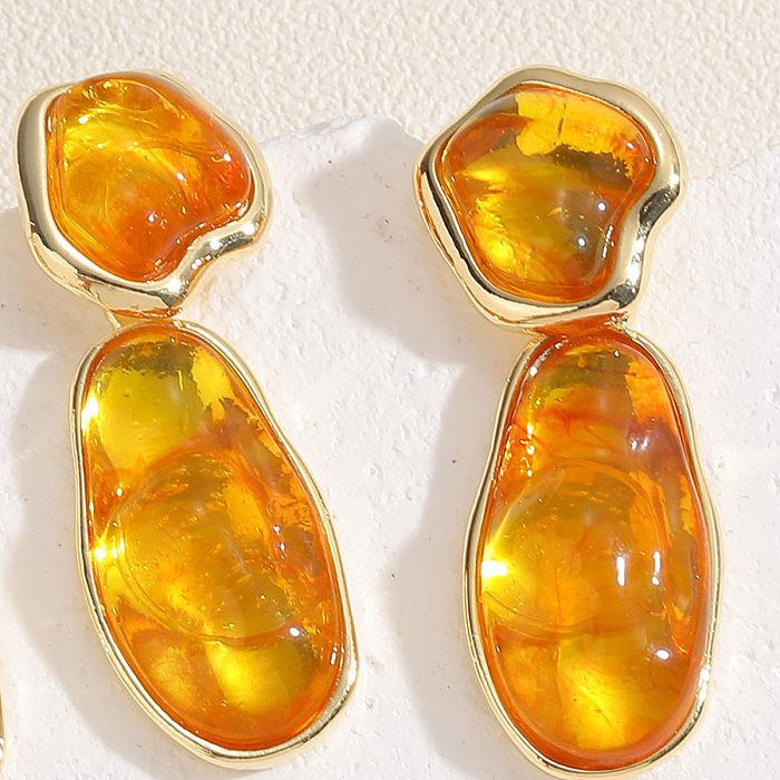 1 paire de boucles d'oreilles pendantes en cuivre plaqué or 14 carats, style simple et mignon, en forme de cœur