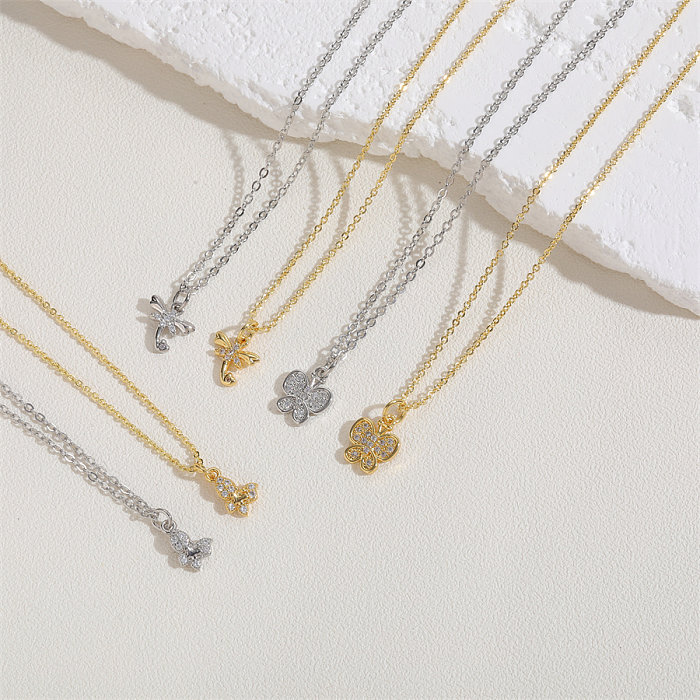 Kupfer Tasche Goldene Schmetterling Libelle Anhänger Schlüsselbein Kette Weibliche Amazon Neue 14K Echt Gold Minderheit Einfache Halskette Ornament