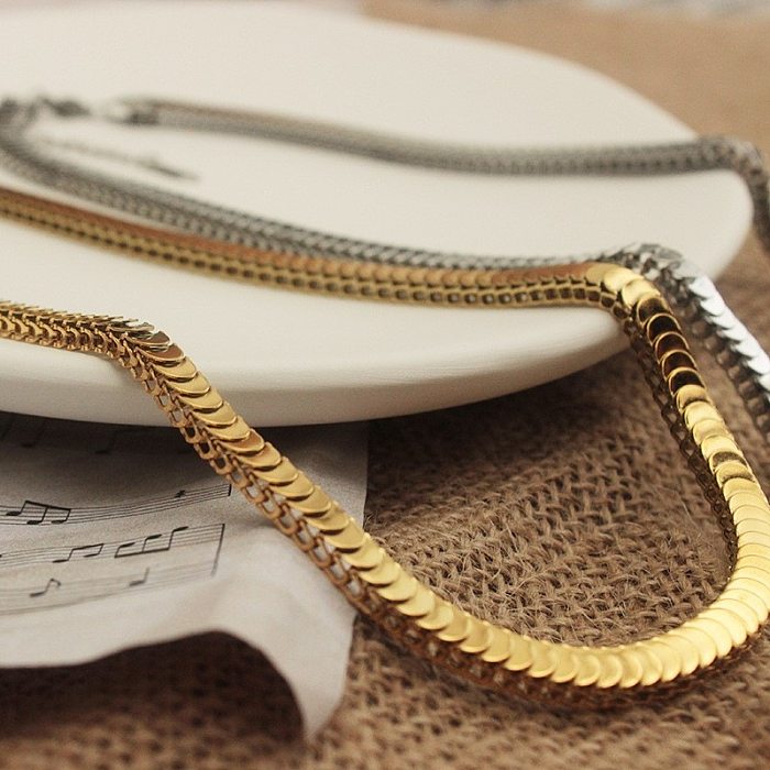 Simple Style Solid Color Titanium Steel Plating Bracelets Necklace