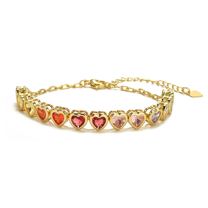 Sweet Heart Shape Copper Inlay Zircon Bracelets Necklace