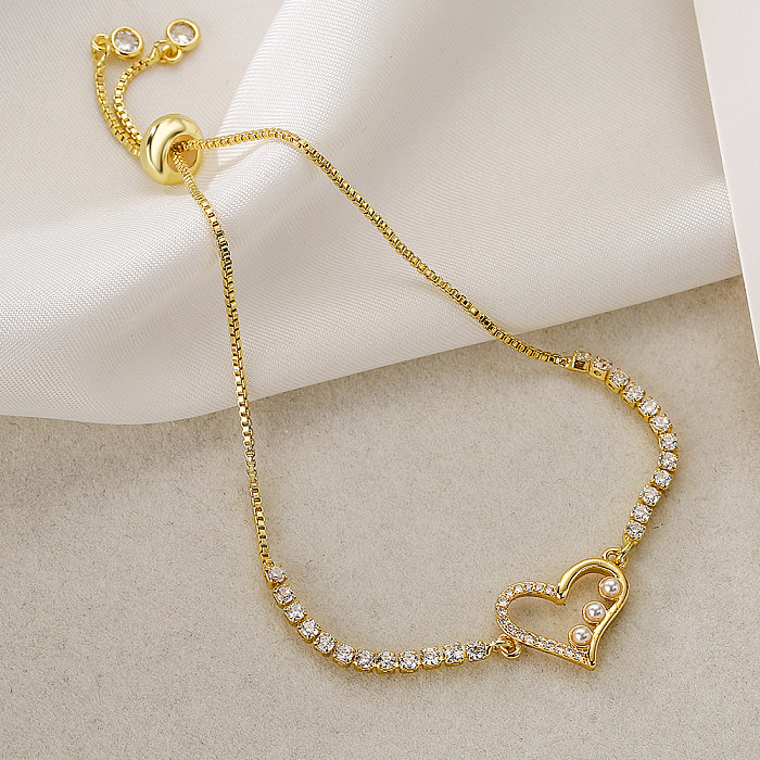 1 pièce mode étoile coeur forme papillon cuivre placage incrustation perle Zircon Bracelets