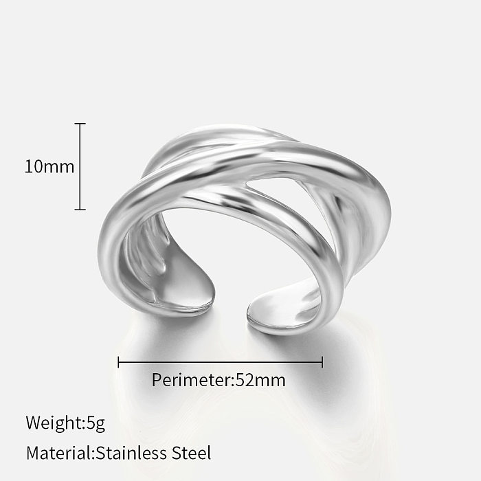 1 Piece Simple Style Solid Color Stainless Steel Plating Open Ring