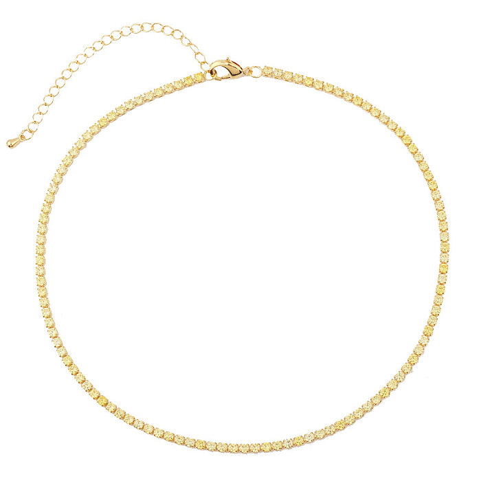 Glänzende geometrische Kupfer-vergoldete Zirkon-Halskette