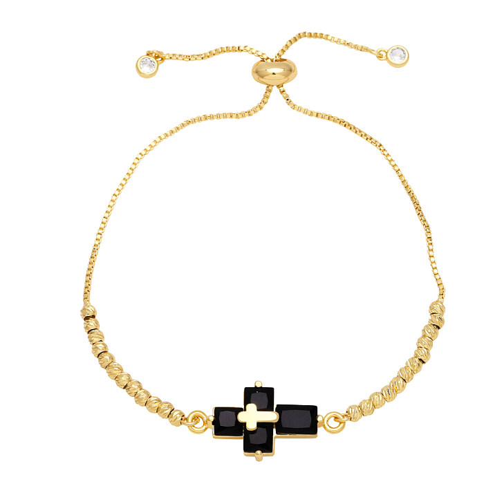 Bracelets plaqués or 18 carats en Zircon avec incrustation de cuivre croisé de Style Simple à la mode de Style IG