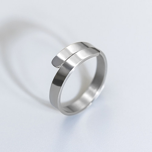 Bague double ouverte géométrique en acier inoxydable à la mode