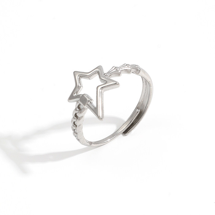 Simple Style Classic Style Solid Color Stainless Steel Plating Hollow Out 18K Gold Plated Open Rings
