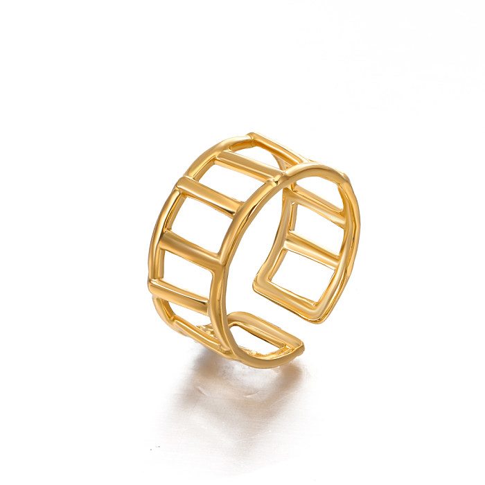 IG Style Solid Color Stainless Steel Plating 18K Gold Plated Open Rings