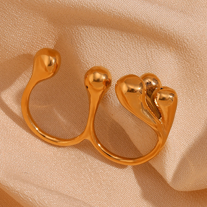 Basic Classic Style Solid Color Stainless Steel Plating 18K Gold Plated Open Rings