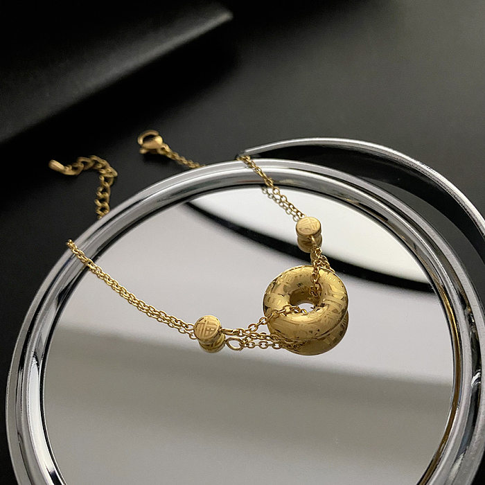 Colar de pulseiras de aço de titânio com caracteres chineses redondos Chinoiserie