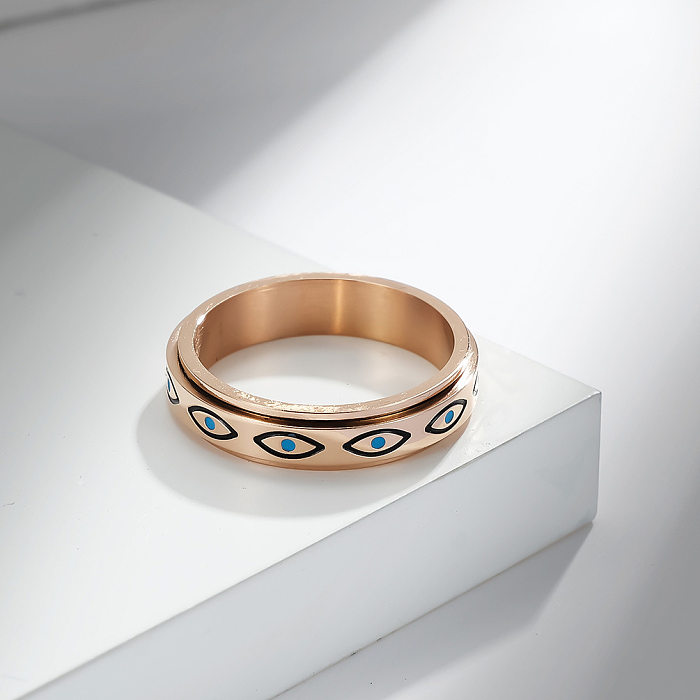 Fashion Simple Horus Eye Stainless Steel Rotating Ring