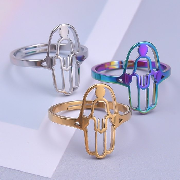 Commute Palm Stainless Steel Plating Gold Plated Rings
