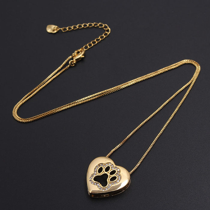 Bijoux Simple incrusté Zircon en forme de coeur collier griffe de chat bijoux en gros
