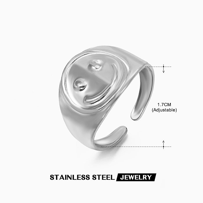 Offener Ring aus Edelstahl im klassischen Stil mit Smiley-Gesicht, in großen Mengen