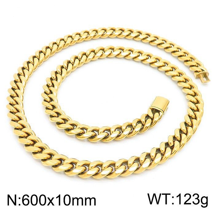 Simple Style Solid Color Titanium Steel Plating 18K Gold Plated Bracelets Necklace