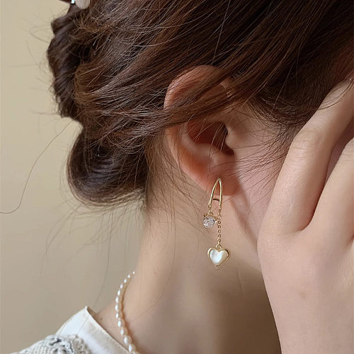 1 Pair IG Style Korean Style Geometric Heart Shape Inlay Copper Zircon Drop Earrings