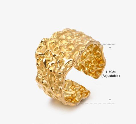Wholesale Vintage Style Irregular Solid Color Stainless Steel Plating 18K Gold Plated Open Rings