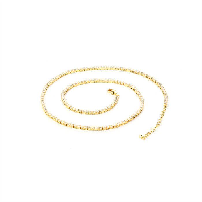 Simple Style Classic Style Round Copper Gold Plated Silver Plated Zircon Necklace In Bulk