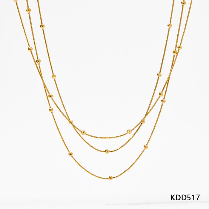 Colar de pulseiras banhado a ouro 14K de cor sólida casual estilo simples