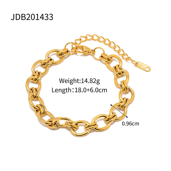 Collar de pulseras chapado en oro de 18 quilates con revestimiento de acero inoxidable geométrico estilo INS
