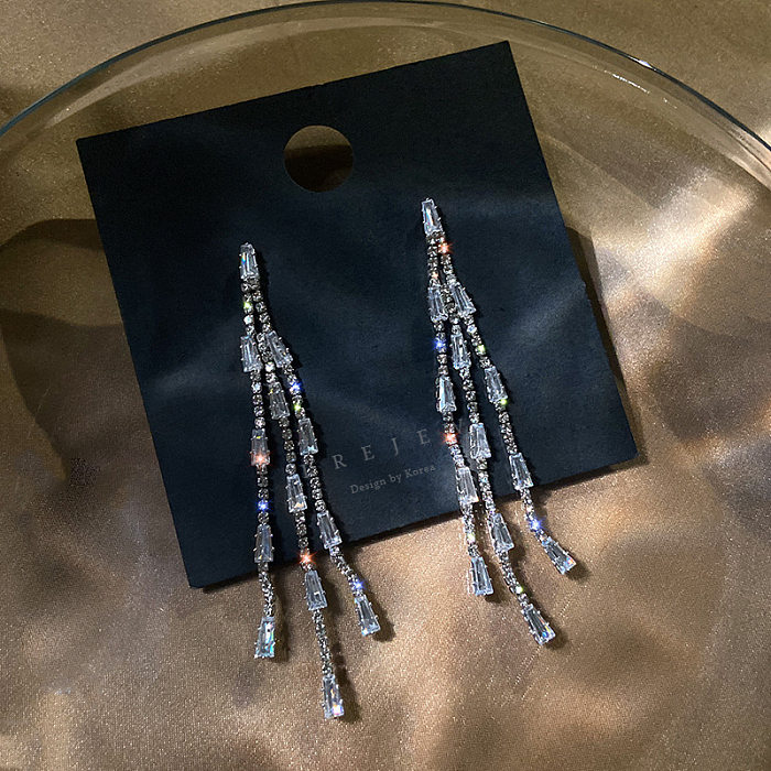1 Paar Streetwear Geometrische Schmetterling Schleife Knoten Kupfer Inlay Strass Perlen Tropfen Ohrringe