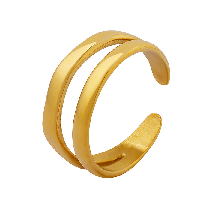 Großhandel 1 Stück einfacher C-förmiger offener Ring aus Titanstahl mit 18-Karat-Vergoldung